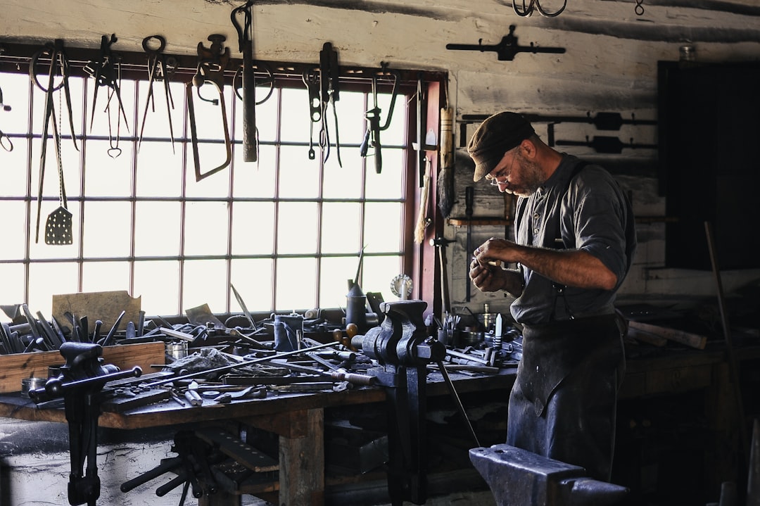 Craftsman working on furniture restoration
